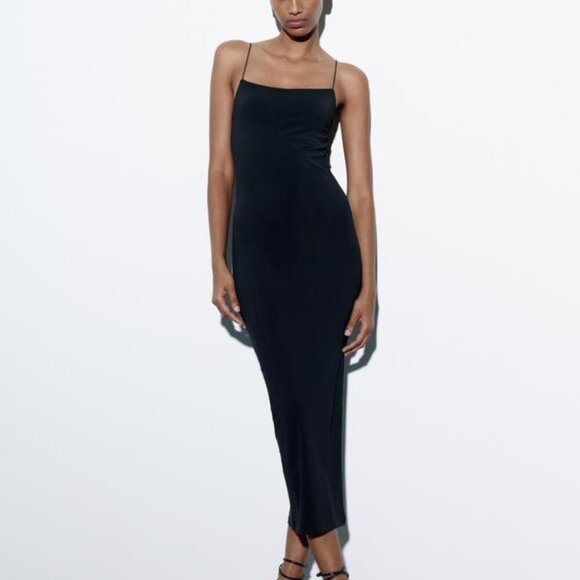 *NWT* ZARA LONG FITTED ELASTIC DRESS - Picture 1 of 7